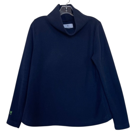 Dudley Stephens Sweaters - Dudley Stephens Navy Blue Fleece Cowl Neck Pullover Womens Large Slope Vello